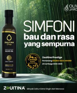 Zouitina Prestige, minyak zaitun extra virgin dari Morocco yang memenangi DOUBLE GOLD AWARD di Carthage IOOC 2025.